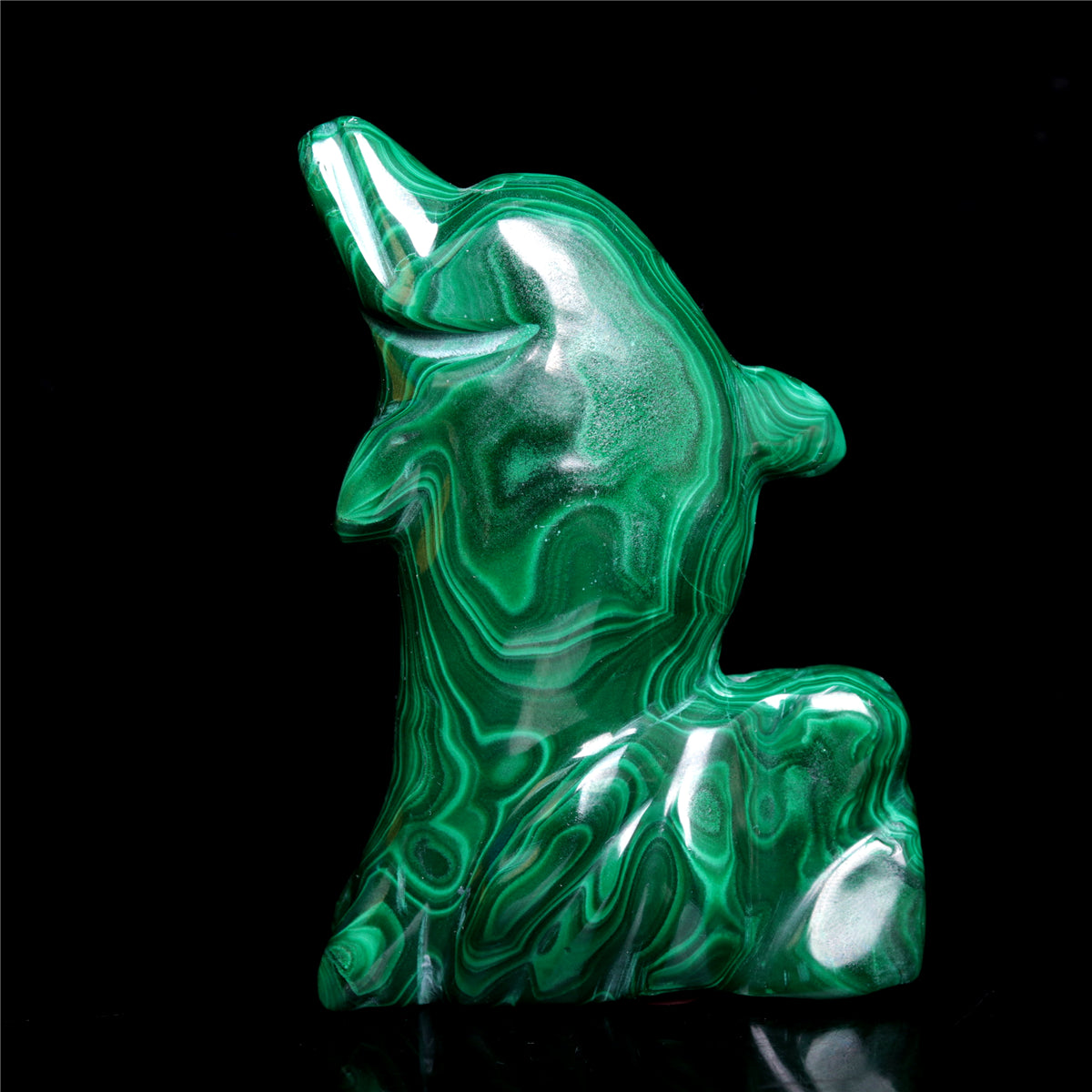 4" Malachite Crystal Dolphin Figurine Quartz Animal Carvings