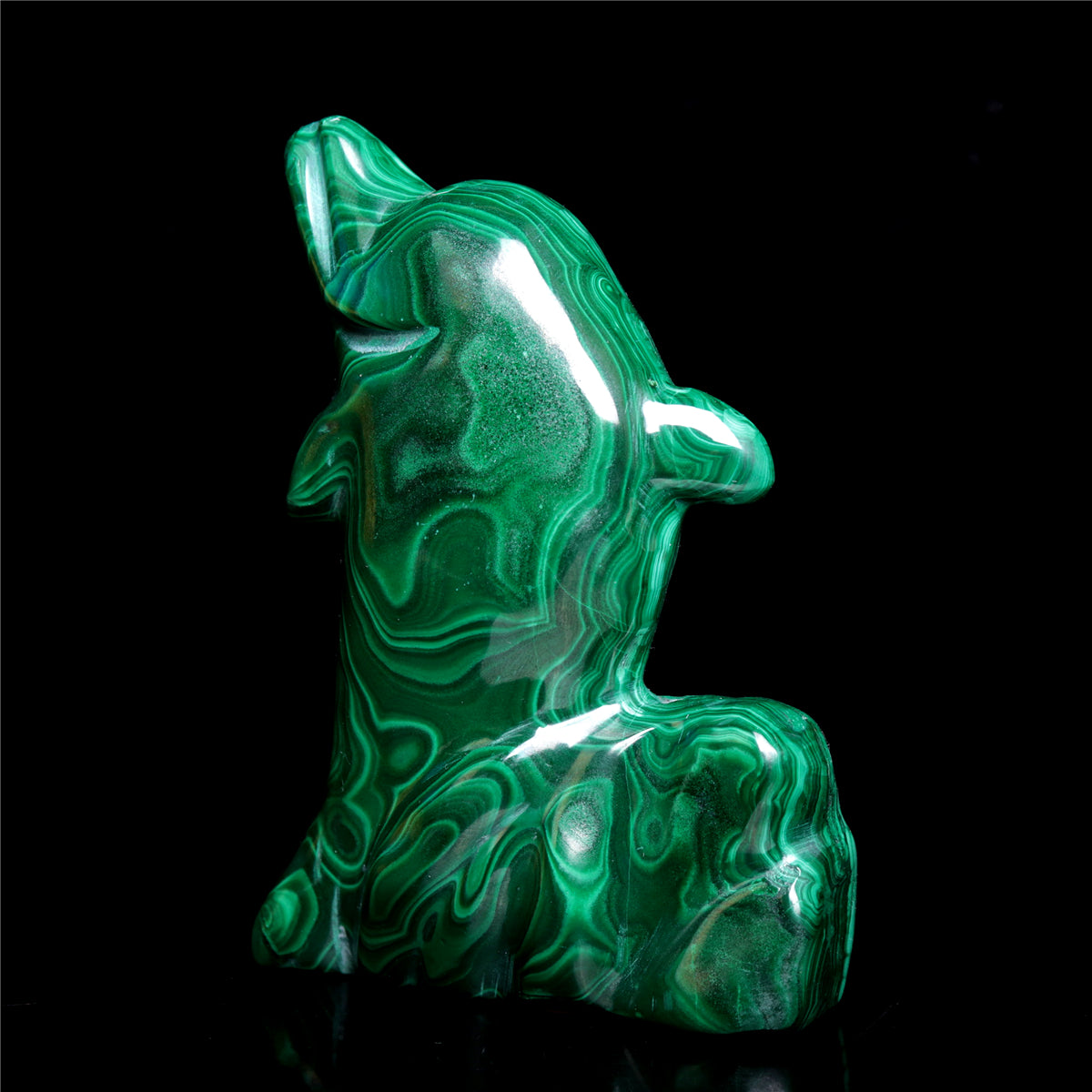 4" Malachite Crystal Dolphin Figurine Quartz Animal Carvings