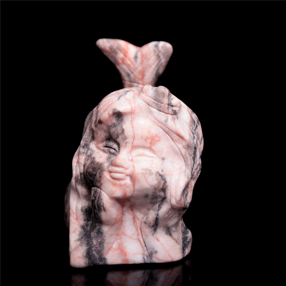 5" Pink Zebra Stone Mermaid Figurine Crystal Animal Carvings