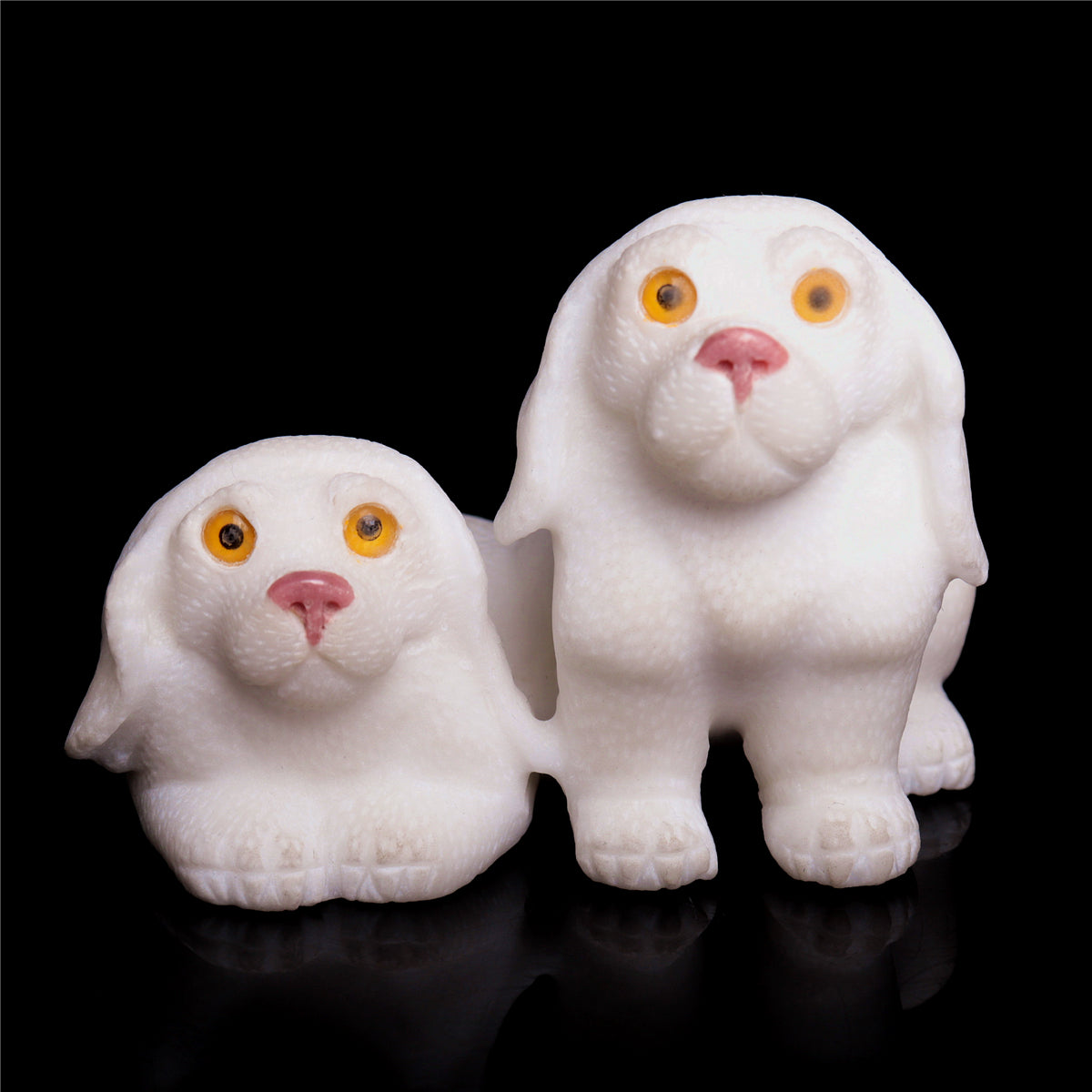 3.1" Jade Crystal Dog Figurine Quartz Animal Carvings