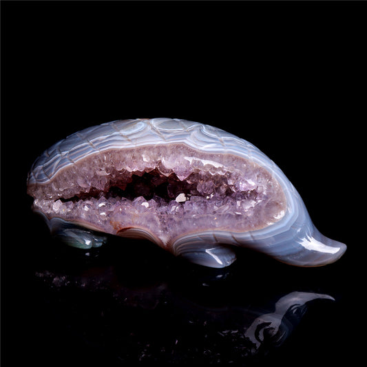 5" Druzy Agate Crystal Pangolin Figurine Quartz Animal Carvings