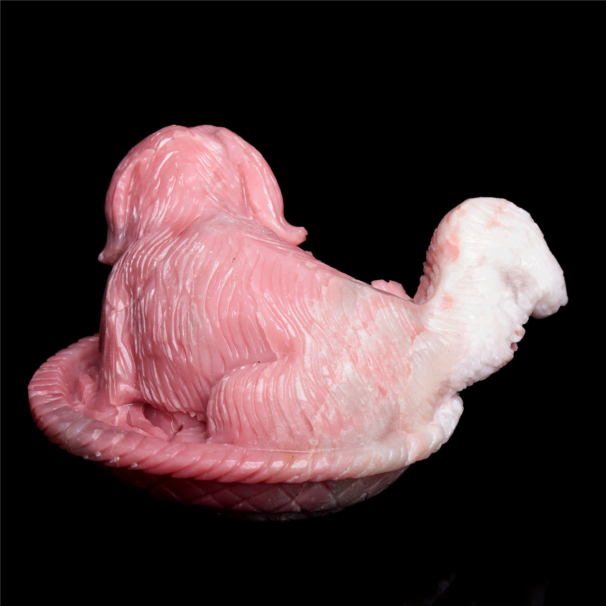 6.5" Pink Opal Crystal Dog Figurine Quartz Animal Carvings