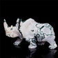 6" Druzy Moss Agate Crystal Rhino Figurine Quartz Animal Carvings