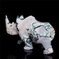 6" Druzy Moss Agate Crystal Rhino Figurine Quartz Animal Carvings