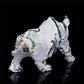 6" Druzy Moss Agate Crystal Rhino Figurine Quartz Animal Carvings