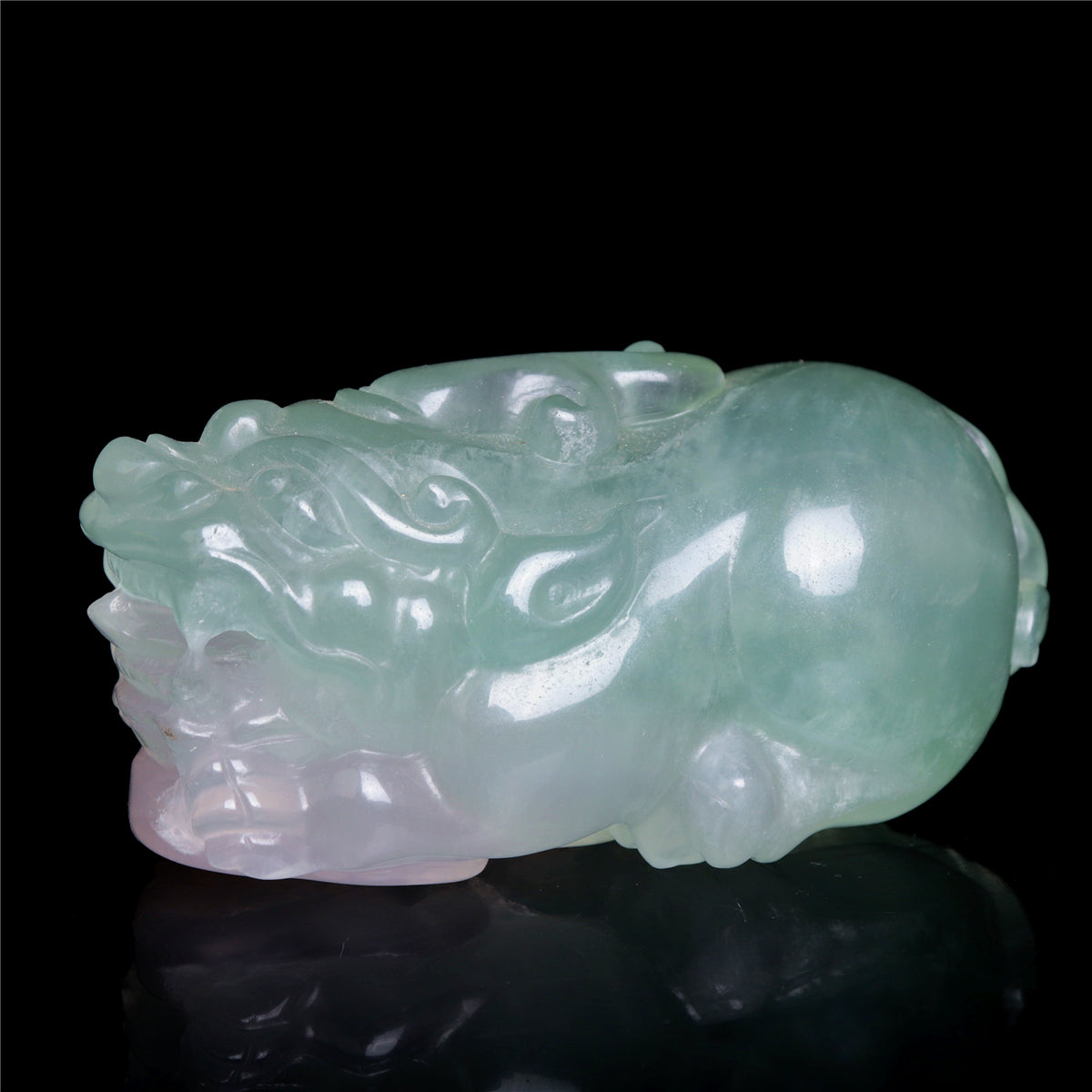 4" Fluorite Crystal Pixiu Figurine Quartz Animal Carvings