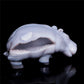 5" Druzy Agate Crystal Hippo Figurine Quartz Animal Carvings