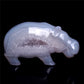 4.5" Druzy Agate Crystal Hippo Figurine Quartz Animal Carvings