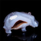 4" Druzy Agate Crystal Hippo Figurine Quartz Animal Carvings