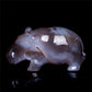 4" Druzy Agate Crystal Hippo Figurine Quartz Animal Carvings