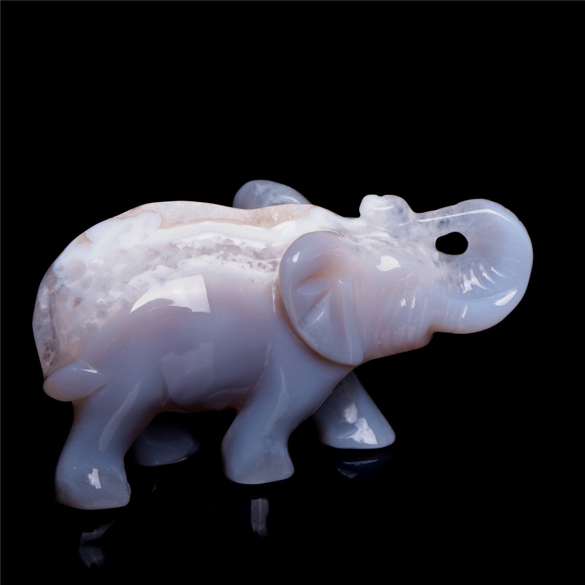 4" Druzy Agate Crystal Elephant Figurine Quartz Animal Carvings