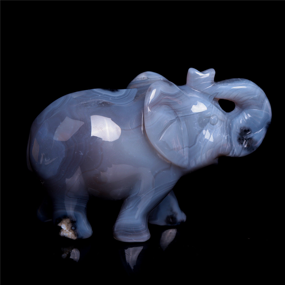 4" Druzy Agate Crystal Elephant Figurine Quartz Animal Carvings