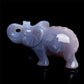 4" Druzy Agate Crystal Elephant Figurine Quartz Animal Carvings