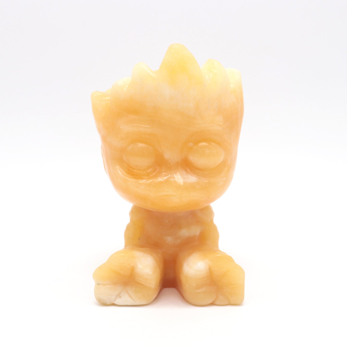 Carved Yellow Calcite Groot Crystal Healing Decorate Gift