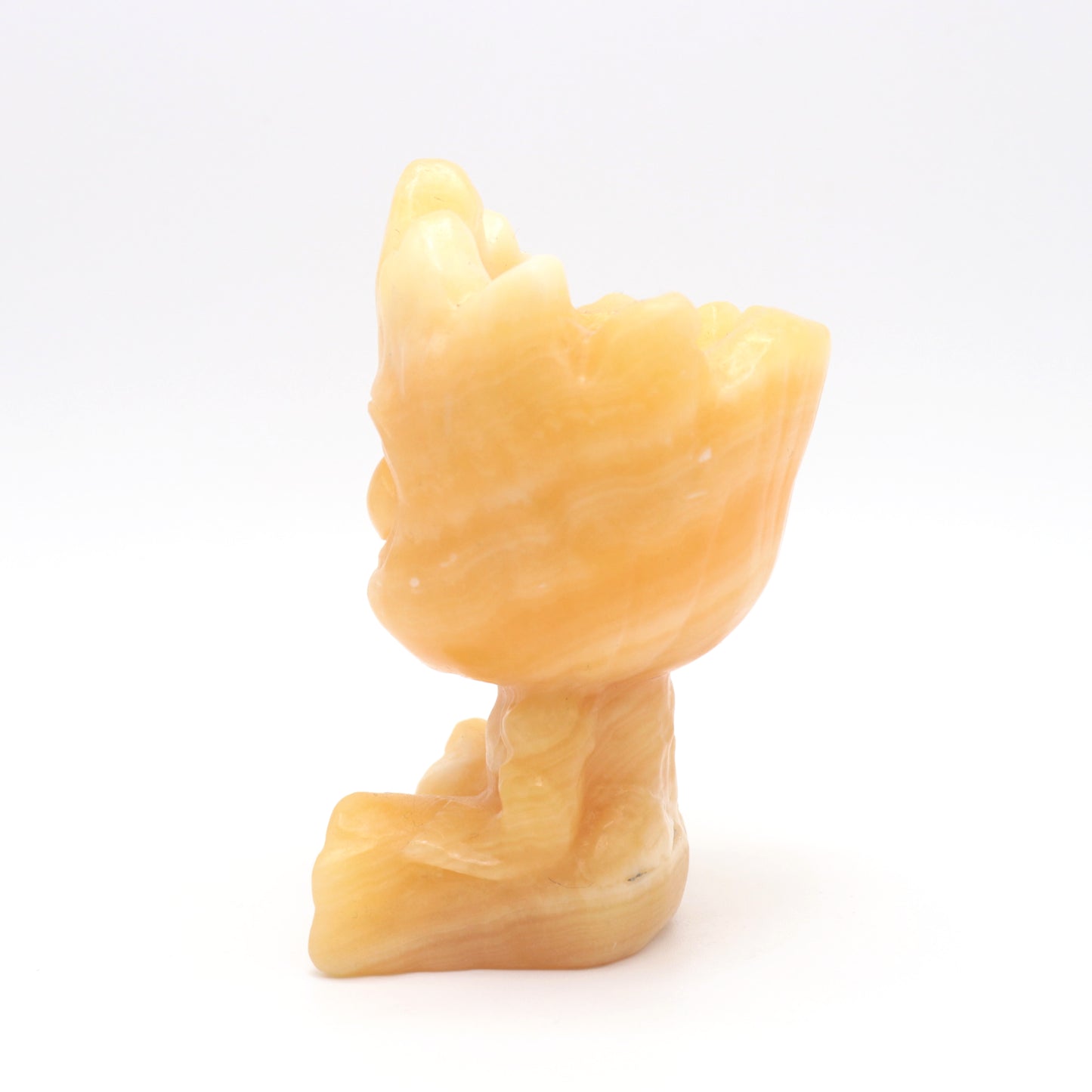 Carved Yellow Calcite Groot Crystal Healing Decorate Gift