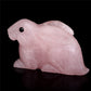 3" Rose Quartz Crystal Bunny Figurine Decor Gift