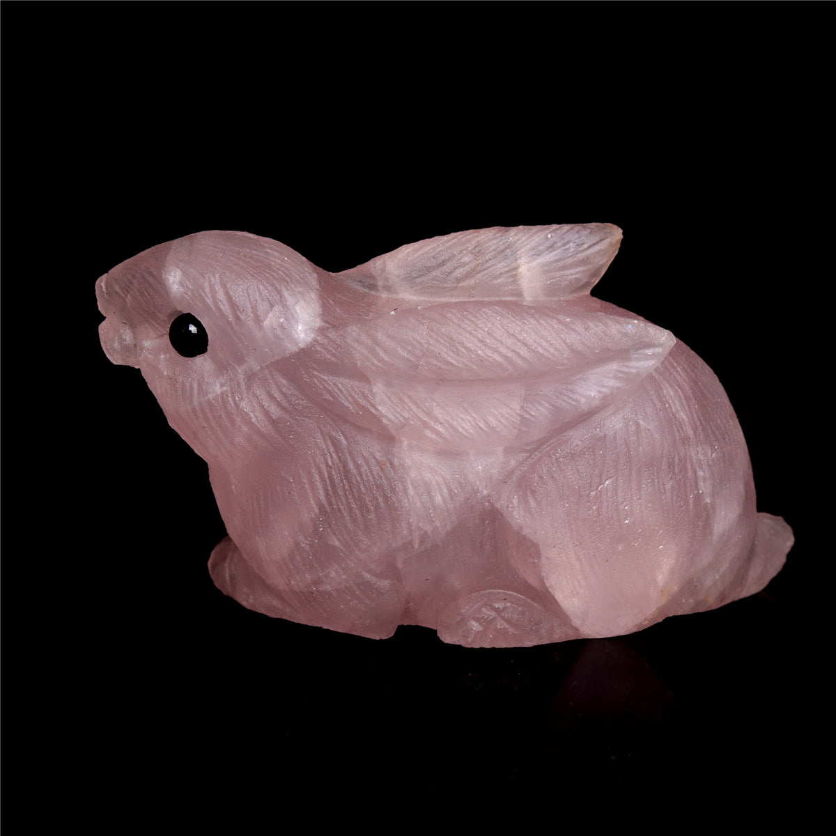 3" Rose Quartz Crystal Bunny Figurine Decor Gift