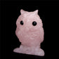 3" Rose Quartz Crystal Owl Figurine Decor Gift