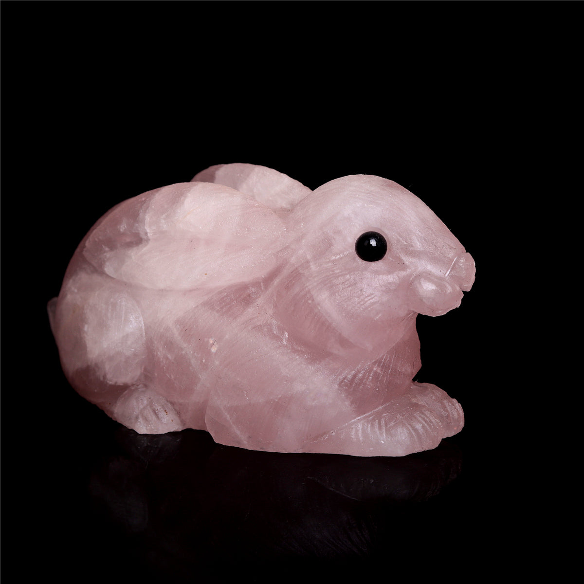 3.5" Rose Quartz Crystal Bunny Figurine Decor Gift
