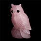 3.5" Rose Quartz Crystal Owl Figurine Decor Gift