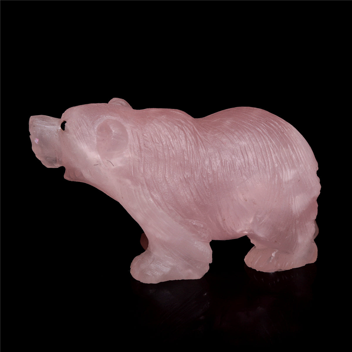 3.5" Rose Quartz Crystal Bear Figurine Decor Gift