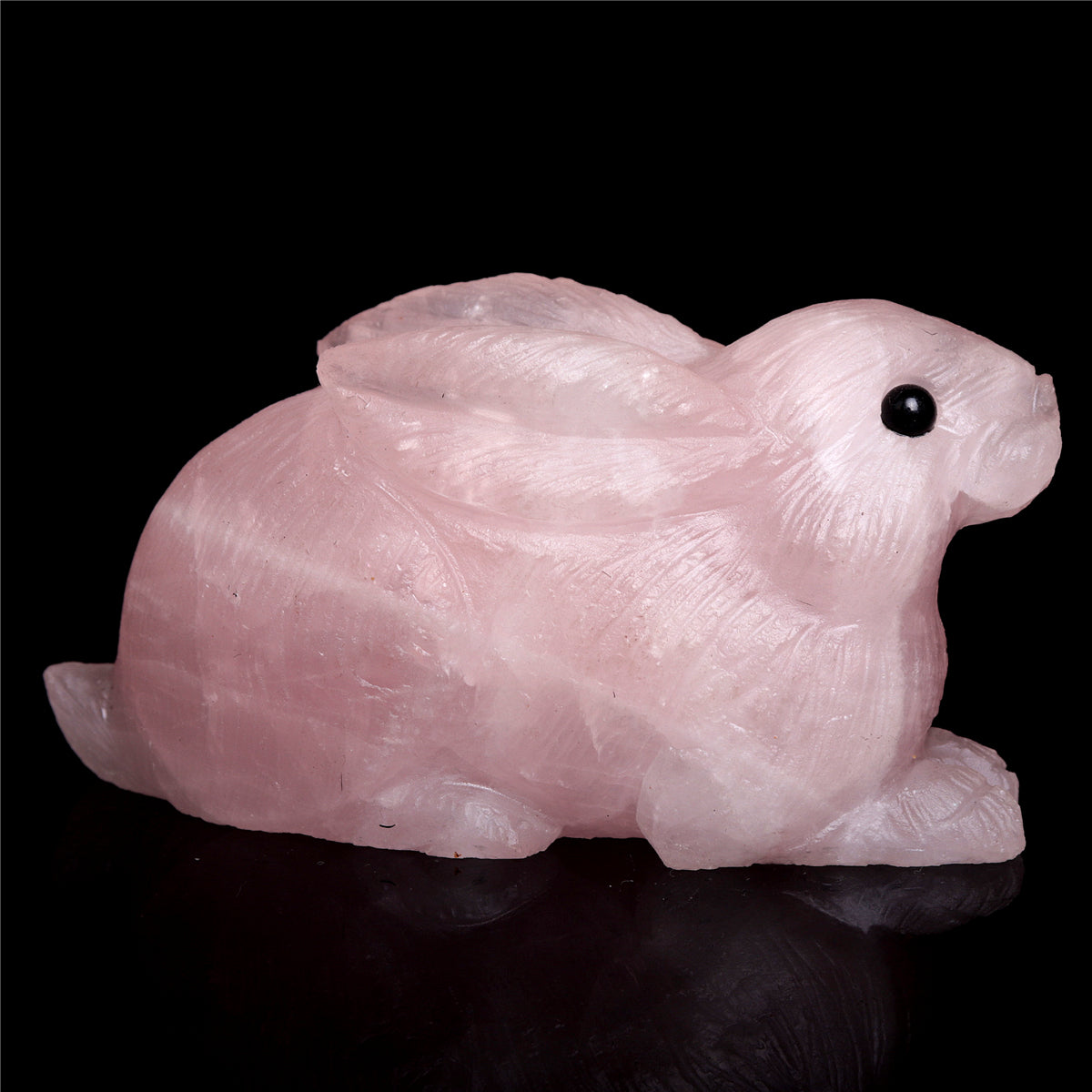 4" Rose Quartz Crystal Bunny Figurine Decor Gift