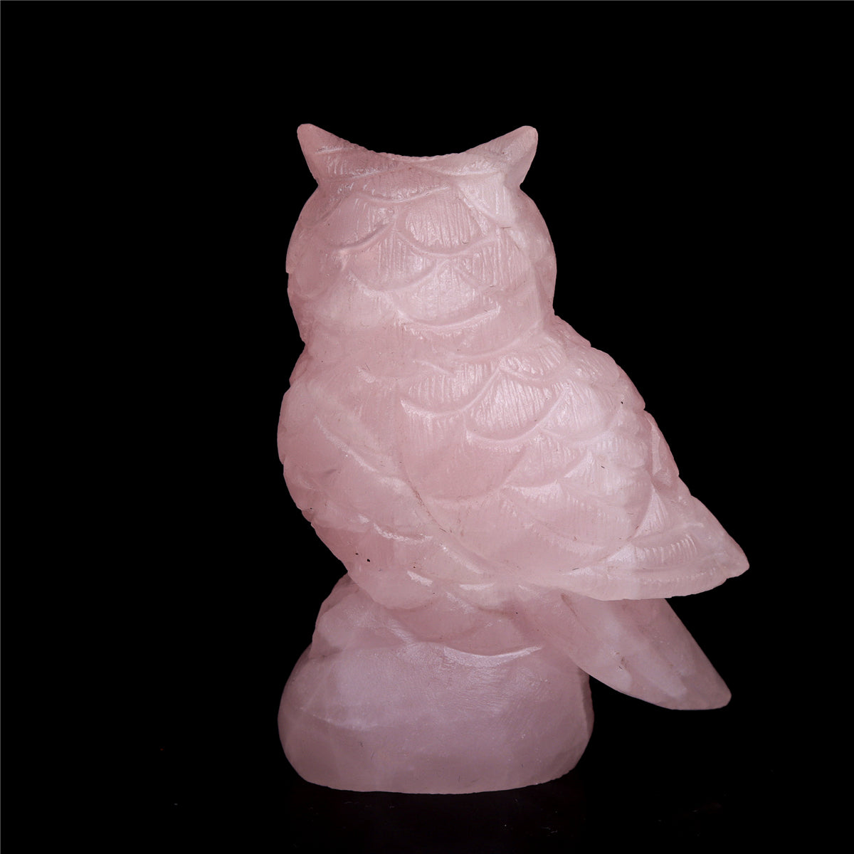 3" Rose Quartz Crystal Owl Figurine Decor Gift