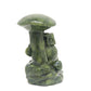 Carved Green Jade owl with mushroom carving Crystal Healing