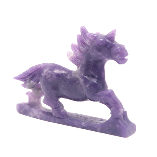 Hand Carved Lilac Stone unicorn Statue quartz horse carving, Crystal Healing