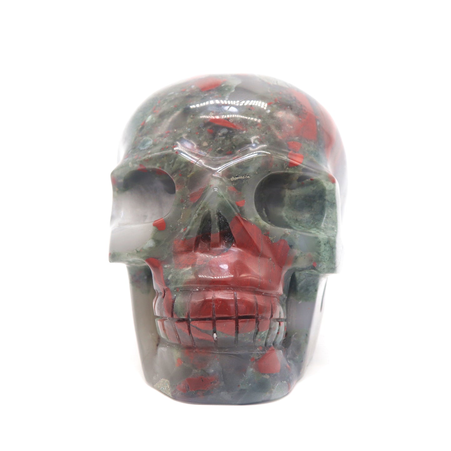 2Lb Natural Bloodstone Skull Figurine Crystal Carved Healing Reiki