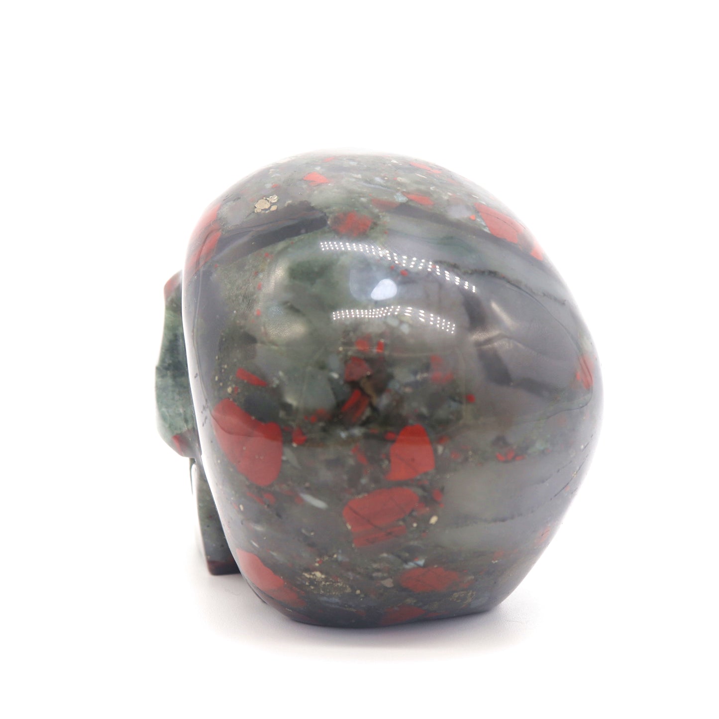 2Lb Natural Bloodstone Skull Figurine Crystal Carved Healing Reiki