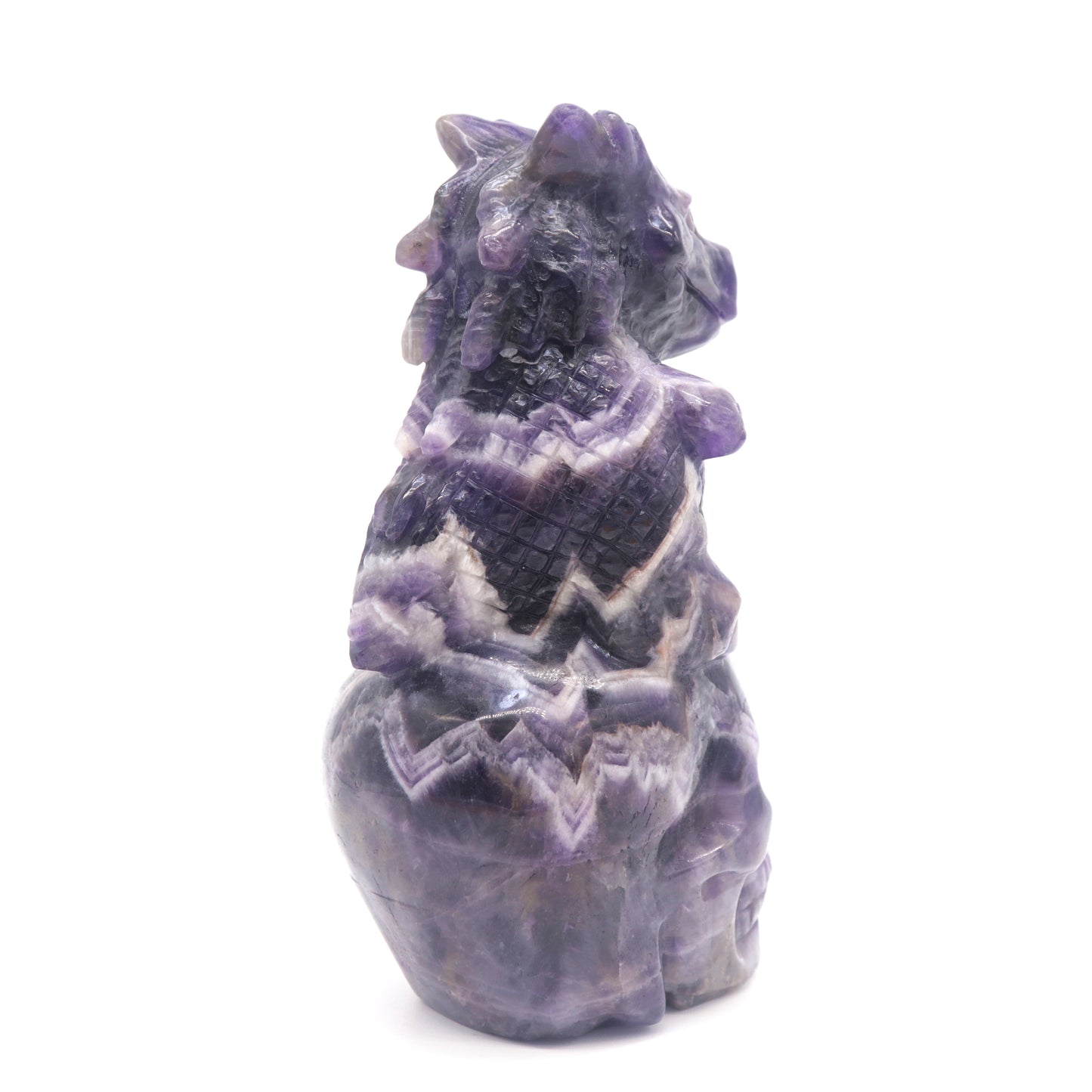 6" Natural Dream Amethyst Dinosaur Skull Figurine Realistic Crystal Healing