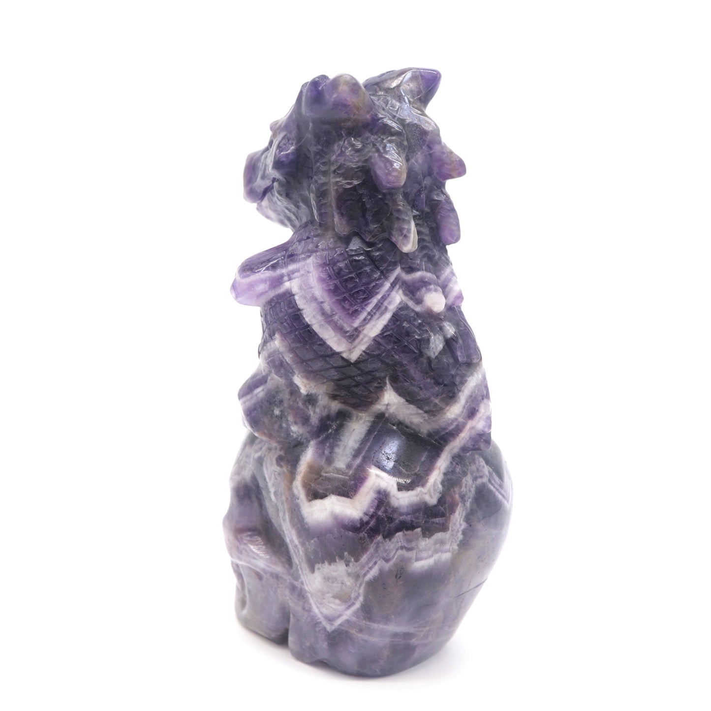 6" Natural Dream Amethyst Dinosaur Skull Figurine Realistic Crystal Healing