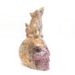 7.5" Natural Ocean Jasper Skull Wolf Figurine Realistic Crystal Carved Healing