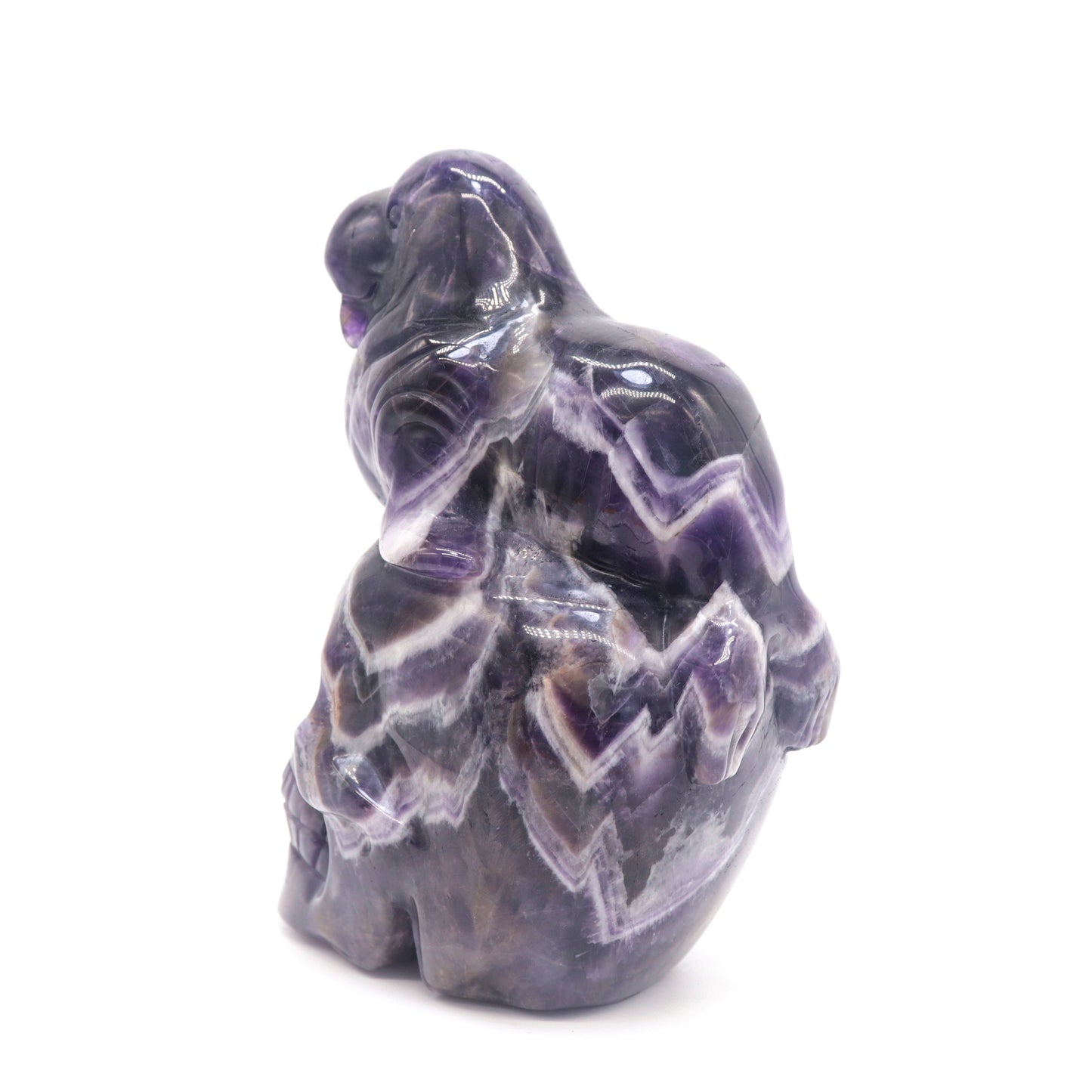 5.8" Natural Dream Amethyst Skull Walrus Figurine Crystal Carved Healing