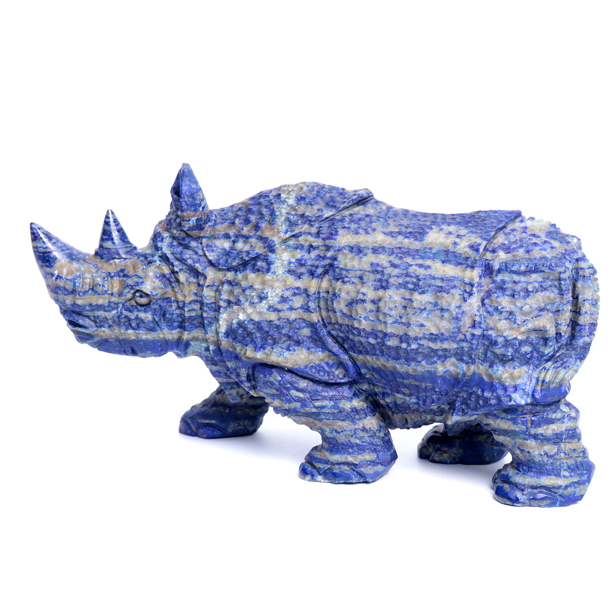 9.5" HandCarved Lapis Lazuli  Rhino Crystal Healing Quartz Reiki Decorate Gift