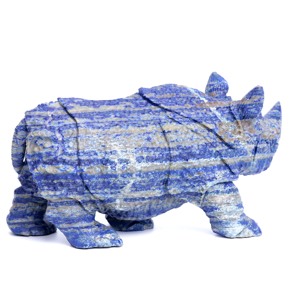 9.5" HandCarved Lapis Lazuli  Rhino Crystal Healing Quartz Reiki Decorate Gift