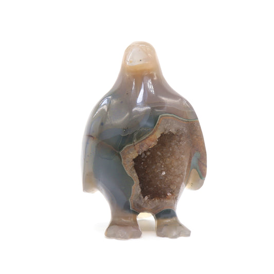 4.5" Hand Carved Druzy Agate Crystal penguin Statue