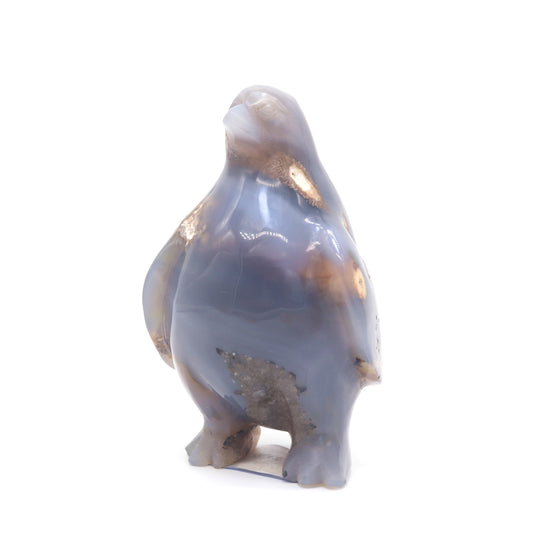 4" Hand Carved Druzy Agate penguin Figurine Crystal Animal Carving Quartz Healing