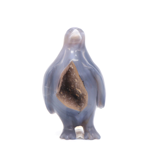 5" Hand Carved Druzy Agate Crystal penguin Statue