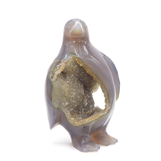 4.5" Hand Carved Druzy Agate crystal penguin Statue