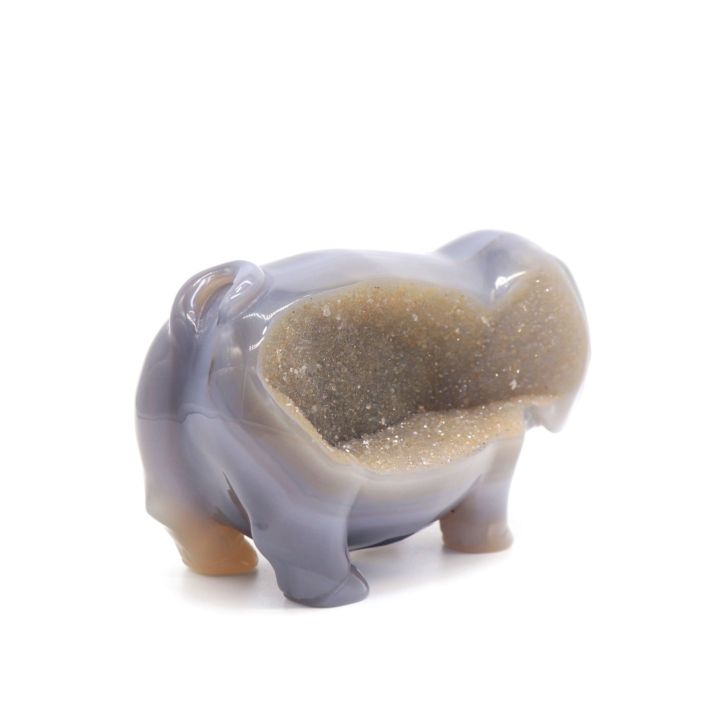 5.5" Hand Carved Druzy Agate Pig Sculpture Crystal Animal Carving Quartz Healing