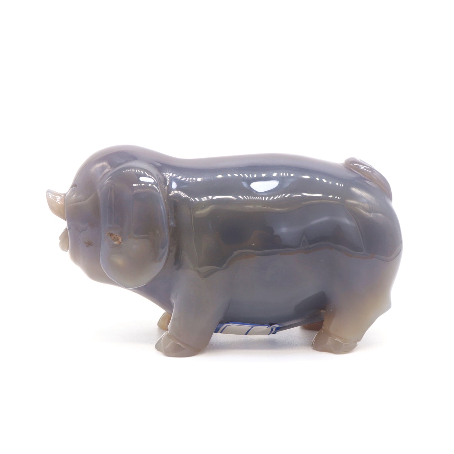5.5" Hand Carved Druzy Agate Pig Sculpture Crystal Animal Carving Quartz Healing