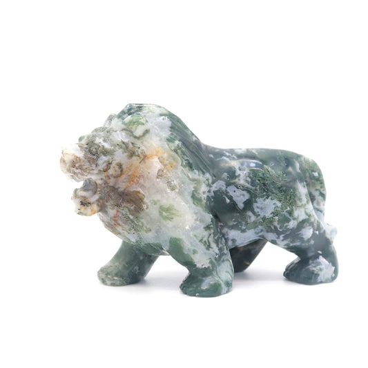 Moss Agate crystal lion