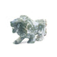 5" Hand Carved Moss Agate Lion Crystal Animal Statues Quartz Healing Decor Reiki