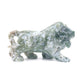 5" Hand Carved Moss Agate Lion Crystal Animal Statues Quartz Healing Decor Reiki