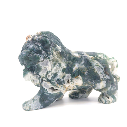 Moss Agate crystal lion