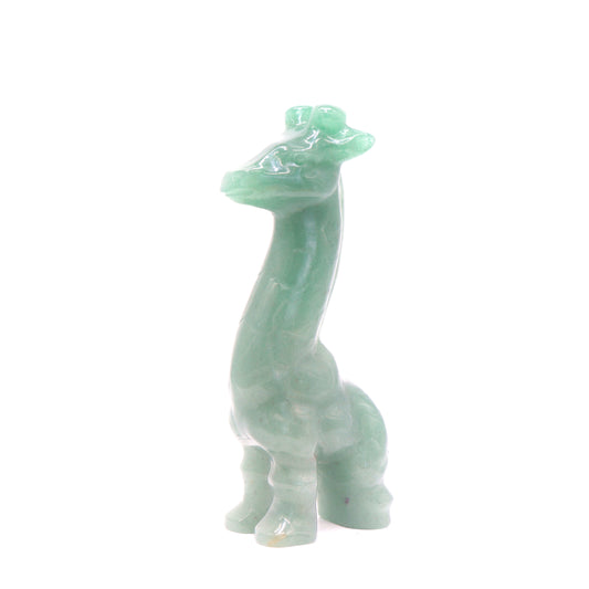 5.5" Natural Green Aventurine Giraffe Crystal Animal Statues Quartz Healing Decor Reiki