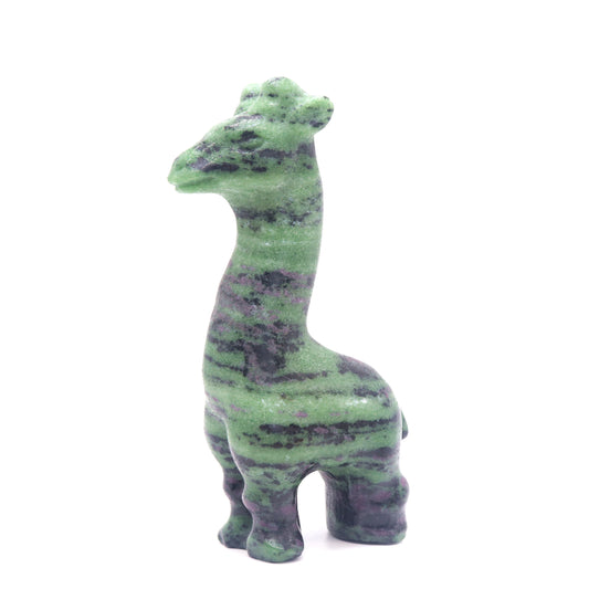 6" Natural Rubyzoisite Giraffe Crystal Animal Statues Quartz Healing Decor Reiki