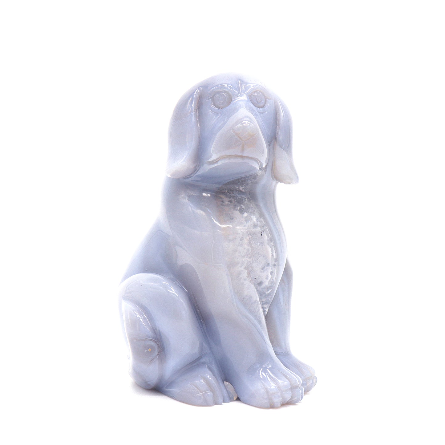 4" Hand Carved Druzy Agate Dog Figurine Crystal Puppy Carving Healing